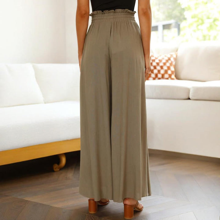 Olivenorma Plain Color High Waist Casual Loose Women's Palazzo Pants with Pockets - image 22