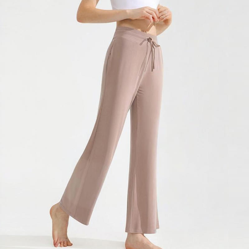 Olivenorma Plain Color Drape Straight Drawstring Women's Yoga Pants - image 1