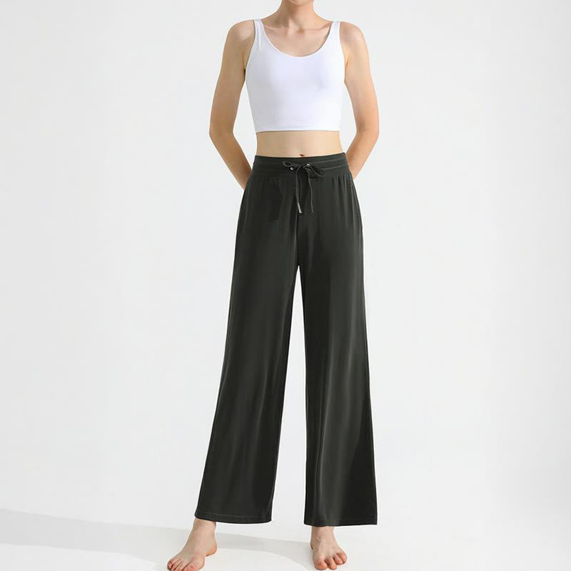 Olivenorma Plain Color Drape Straight Drawstring Women's Yoga Pants - image 8