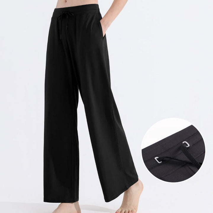 Olivenorma Plain Color Casual Loose Wide-Leg Brushed Women's Pants - Black - XL - image 12