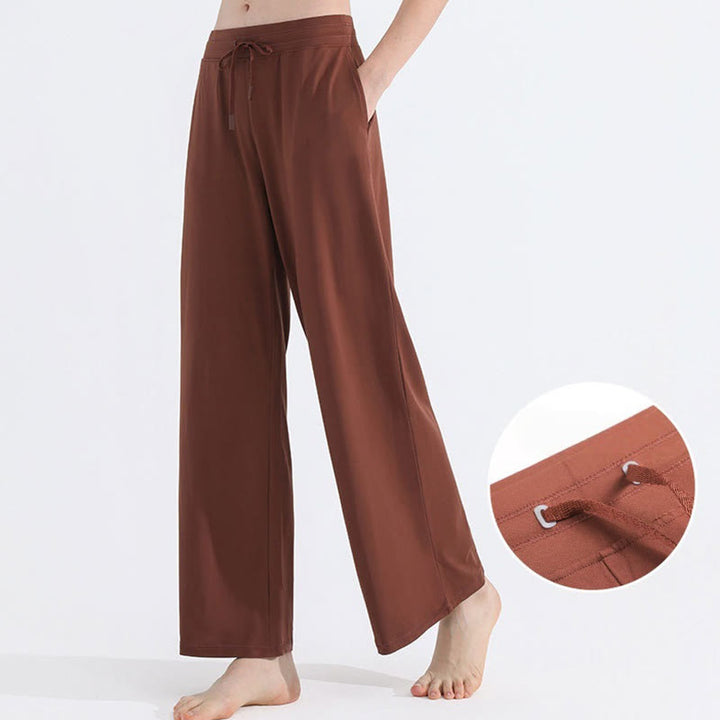 Olivenorma Plain Color Casual Loose Wide-Leg Brushed Women's Pants - Brown - XL - image 10