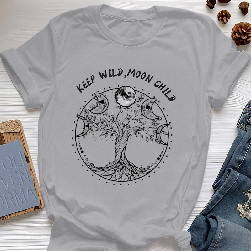 Olivenorma "KEEP WILD, MOON CHILD" Tree of Life Moon Phase T-Shirts - Gray - 2XL - image 7