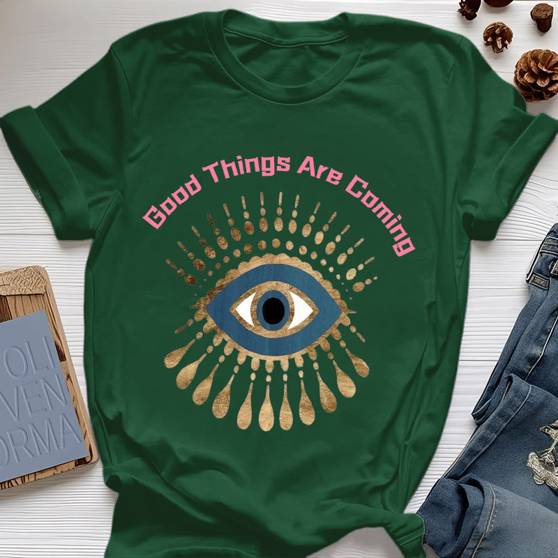 Olivenorma "GOOD THINGS ARE COMING" EVIL EYE T-Shirt - Dark Green - 2XL - image 19