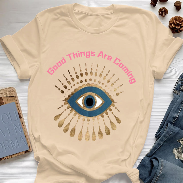 Olivenorma "GOOD THINGS ARE COMING" EVIL EYE T-Shirt - Yellow - 2XL - image 11