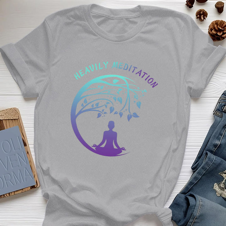 Olivenorma "HEAVILY MEDITATION" Tree of Life Yoga T-Shirt  - Gray - 2XL - image 8