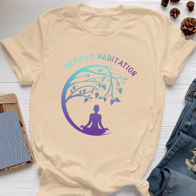 Olivenorma "HEAVILY MEDITATION" Tree of Life Yoga T-Shirt  - Yellow - 2XL - image 10