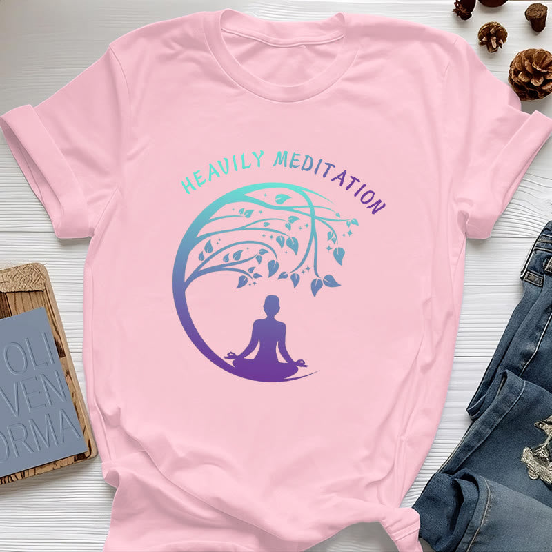 Olivenorma "HEAVILY MEDITATION" Tree of Life Yoga T-Shirt  - Pink - 2XL - image 14
