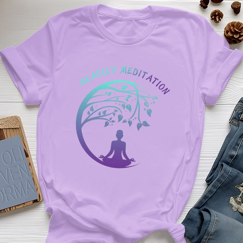 Olivenorma "HEAVILY MEDITATION" Tree of Life Yoga T-Shirt  - Purple - 2XL - image 16