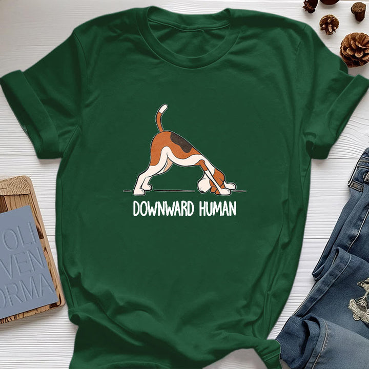 Olivenorma Downward Human Yoga T-Shirt - Dark Green - 2XL - image 18