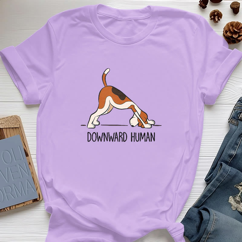 Olivenorma Downward Human Yoga T-Shirt - Purple - 2XL - image 14