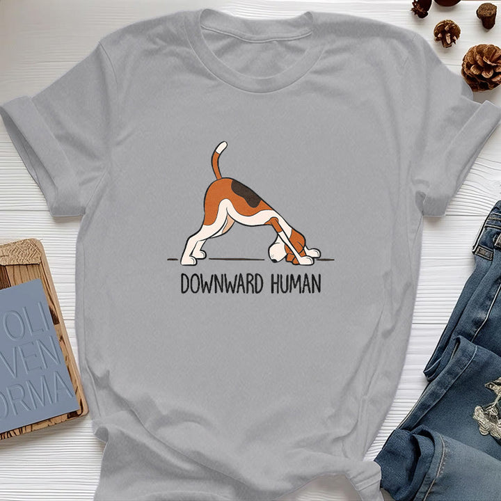 Olivenorma Downward Human Yoga T-Shirt - Gray - 2XL - image 8