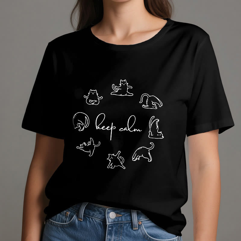 Olivenorma Cute Funny Cat Yoga T-Shirt - image 1