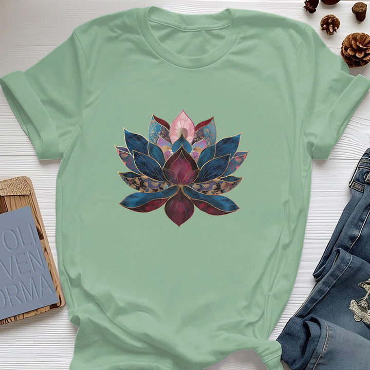 Olivenorma Lotus Flower Buddhism Zen T-Shirt - Light Green - 2XL - image 16