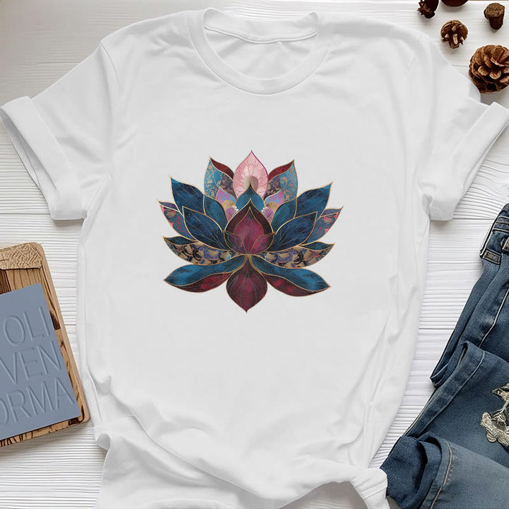 Olivenorma Lotus Flower Buddhism Zen T-Shirt - White - 2XL - image 0