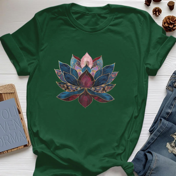 Olivenorma Lotus Flower Buddhism Zen T-Shirt - Dark Green - 2XL - image 18