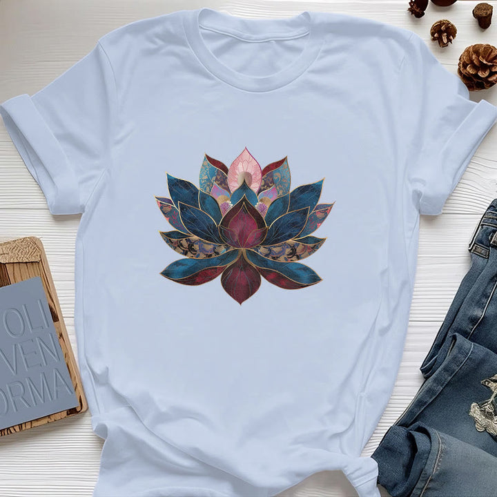 Olivenorma Lotus Flower Buddhism Zen T-Shirt - Blue - 2XL - image 10