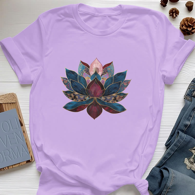 Olivenorma Lotus Flower Buddhism Zen T-Shirt - Purple - 2XL - image 14