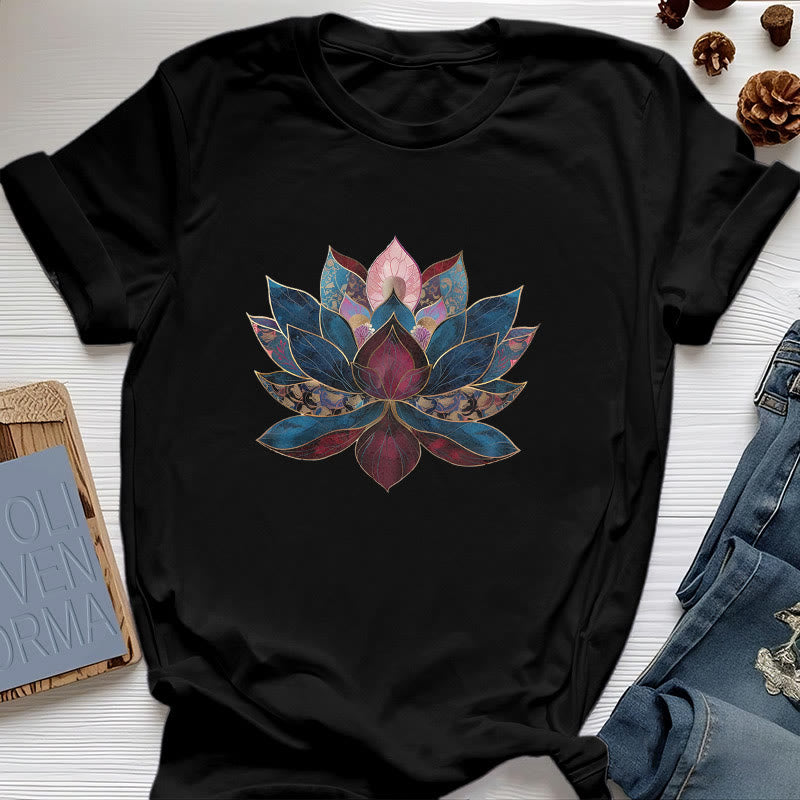 Olivenorma Lotus Flower Buddhism Zen T-Shirt - Black - 2XL - image 4