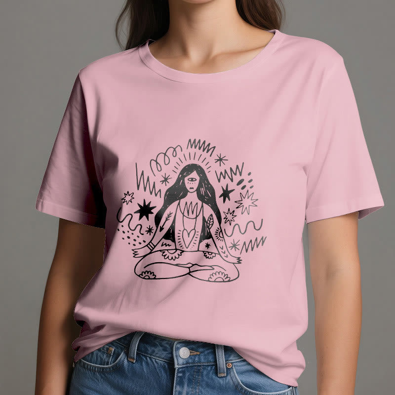 Olivenorma Graffiti Line Drawing Yoga Girl T-Shirt - image 13