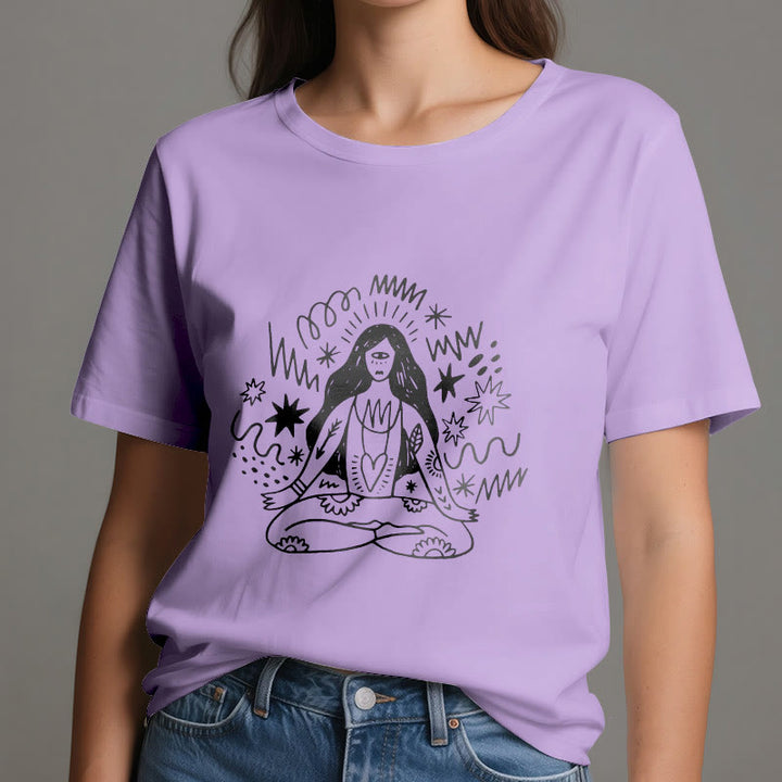 Olivenorma Graffiti Line Drawing Yoga Girl T-Shirt - image 15