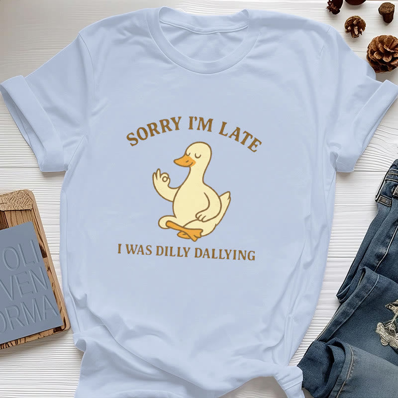 Olivenorma Sorry I'm Late I Was Dilly Dallying T-Shirt - Blue - OK Hand Sign Duck - 2XL - image 26