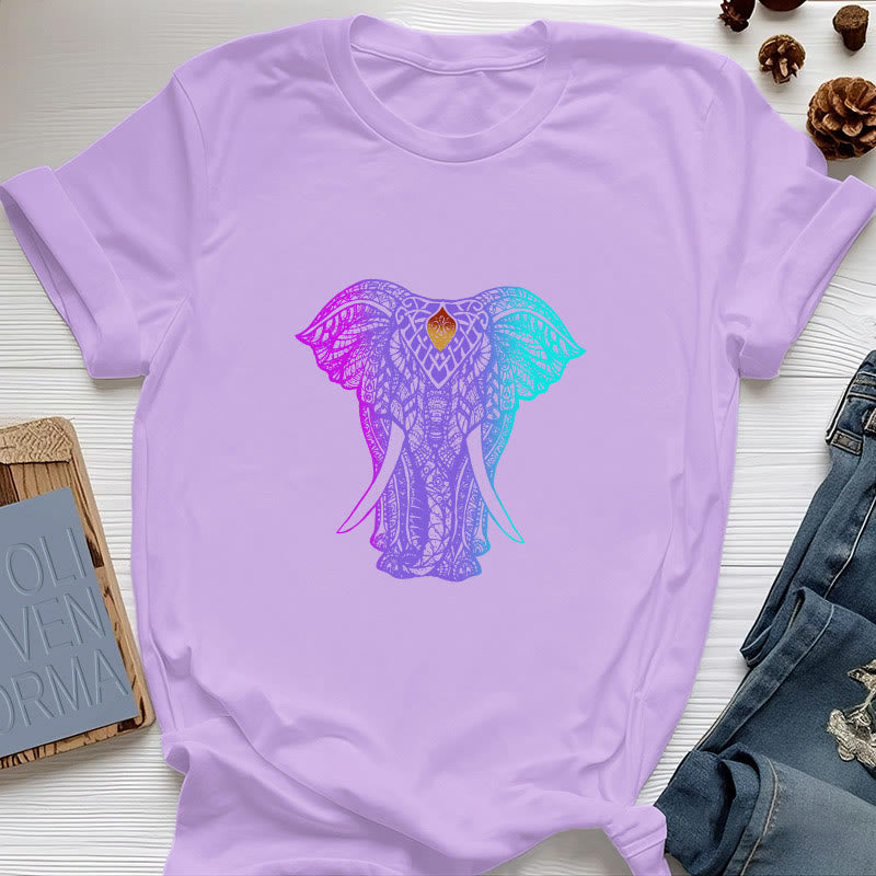 Olivenorma Mandala Elephant Yoga T-Shirt - Purple - 2XL - image 15