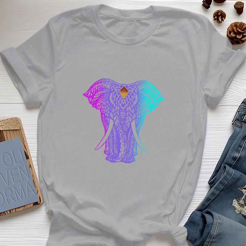Olivenorma Mandala Elephant Yoga T-Shirt - Gray - 2XL - image 7