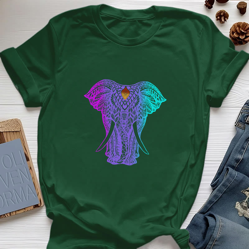 Olivenorma Mandala Elephant Yoga T-Shirt - Dark Green - 2XL - image 19