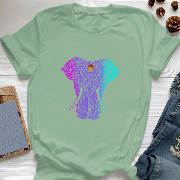 Olivenorma Mandala Elephant Yoga T-Shirt - Light Green - 2XL - image 17