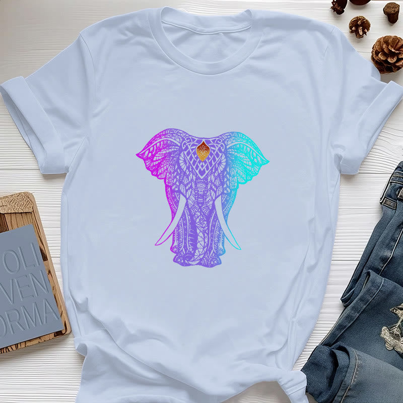 Olivenorma Mandala Elephant Yoga T-Shirt - Blue - 2XL - image 11