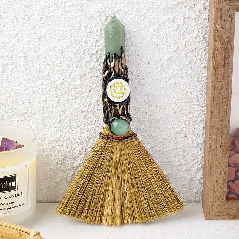 Olivenorma Natural Gemstone Prism Chakra Witches Broom Decoration - Green Aventurine - image 3