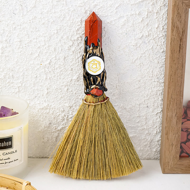 Olivenorma Natural Gemstone Prism Chakra Witches Broom Decoration - Red Jasper - image 7
