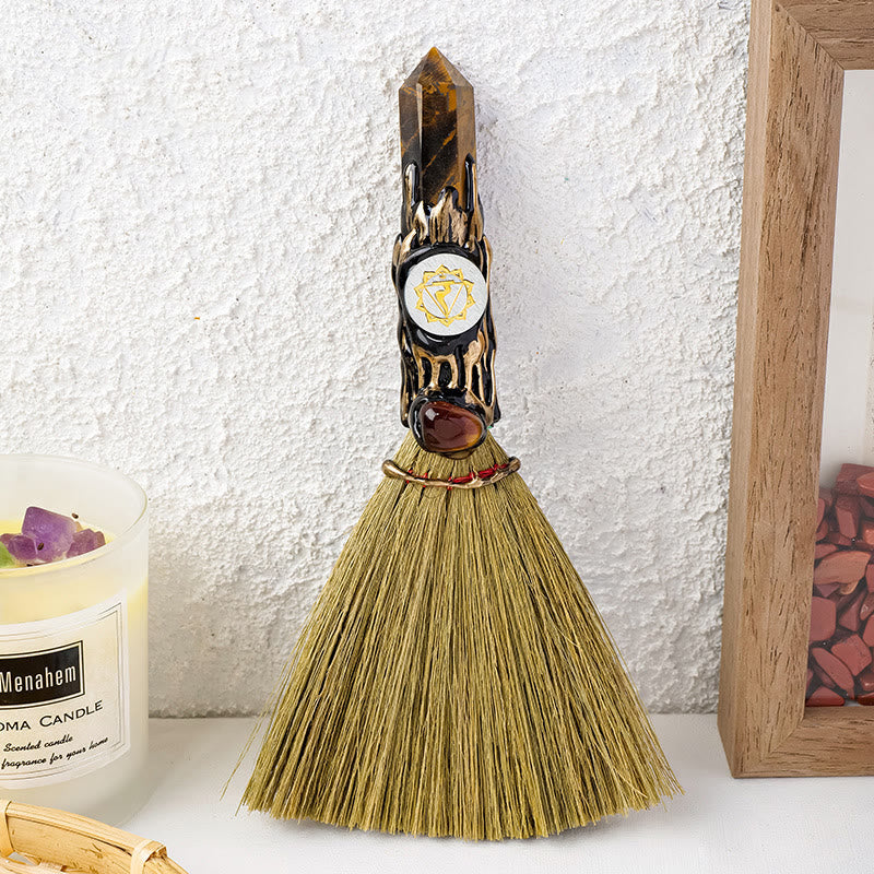 Olivenorma Natural Gemstone Prism Chakra Witches Broom Decoration - Tiger Eye - image 9