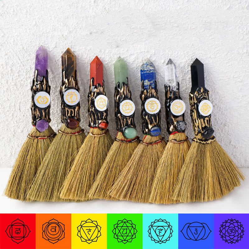 Olivenorma Natural Gemstone Prism Chakra Witches Broom Decoration - image 0
