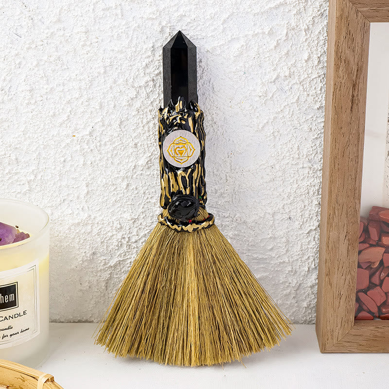 Olivenorma Natural Gemstone Prism Chakra Witches Broom Decoration - Obsidian - image 5