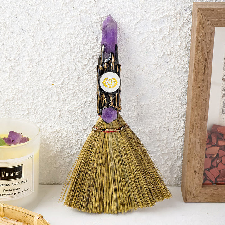 Olivenorma Natural Gemstone Prism Chakra Witches Broom Decoration - Amethyst - image 13