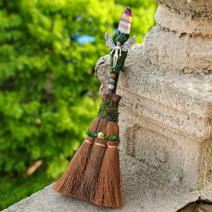 Olivenorma Magic Crystal Prism Palm Broom Decoration - Purple Fluorite - image 1