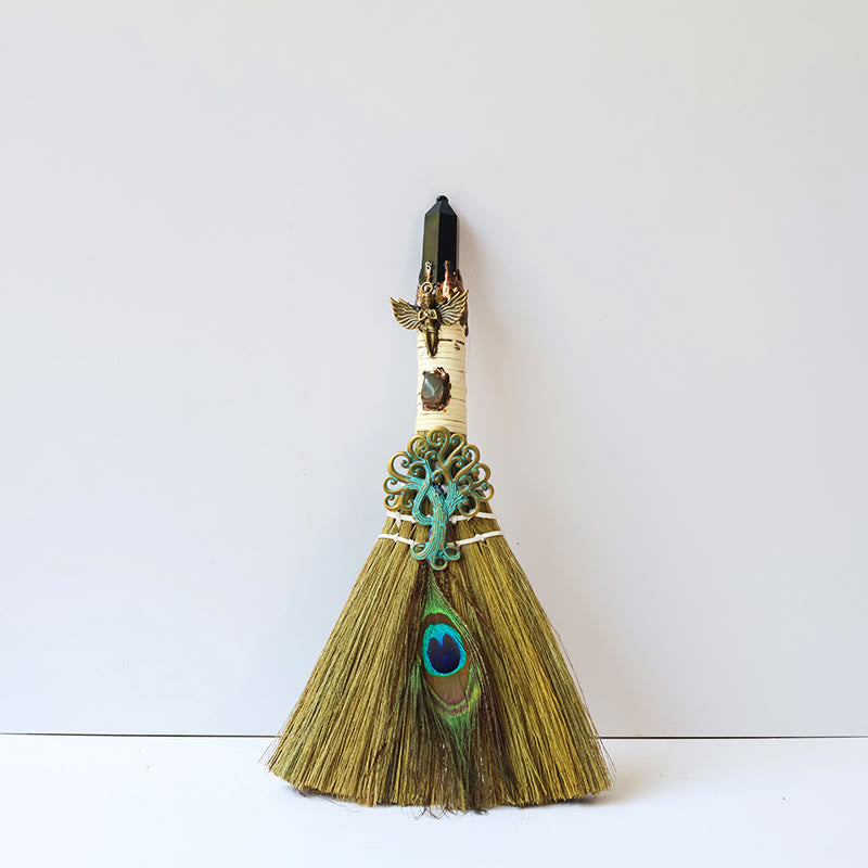 Olivenorma Tree of Life Angel Magical Broom Gemstone Decoration - Obsidian - image 10