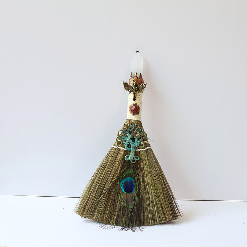 Olivenorma Tree of Life Angel Magical Broom Gemstone Decoration - Clear Crystal - image 1