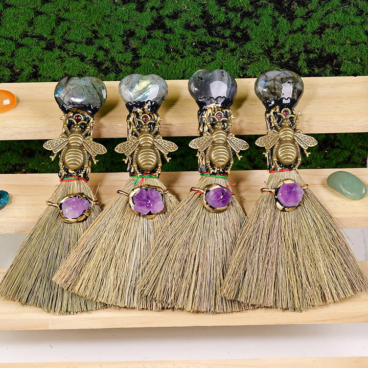 Olivenorma Heart-Shaped Crystal Witches Broom Cleansing Wiccan Decor - image 0