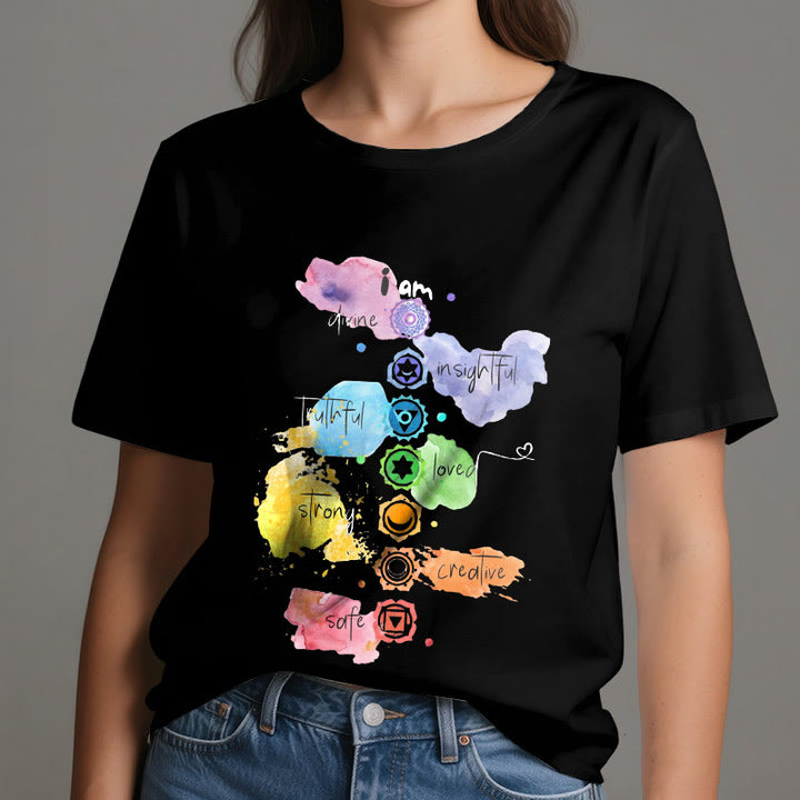 Olivenorma "I AM" 7 Chakra Energy Yoga T-Shirt - image 6