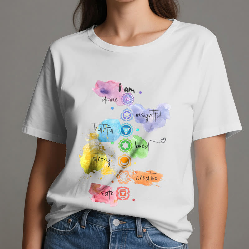 Olivenorma "I AM" 7 Chakra Energy Yoga T-Shirt - image 1