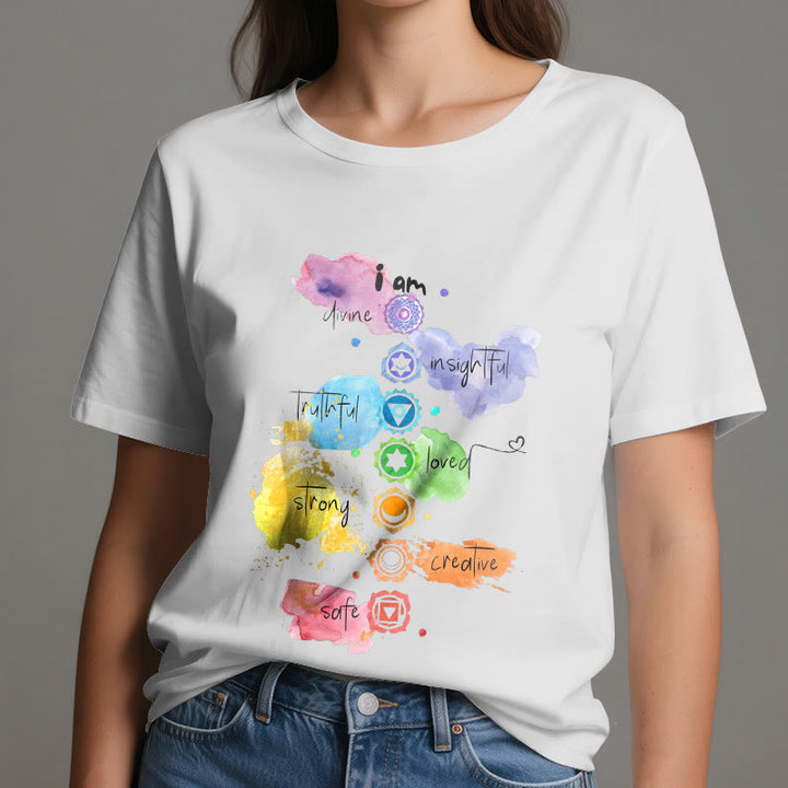 Olivenorma "I AM" 7 Chakra Energy Yoga T-Shirt - image 1