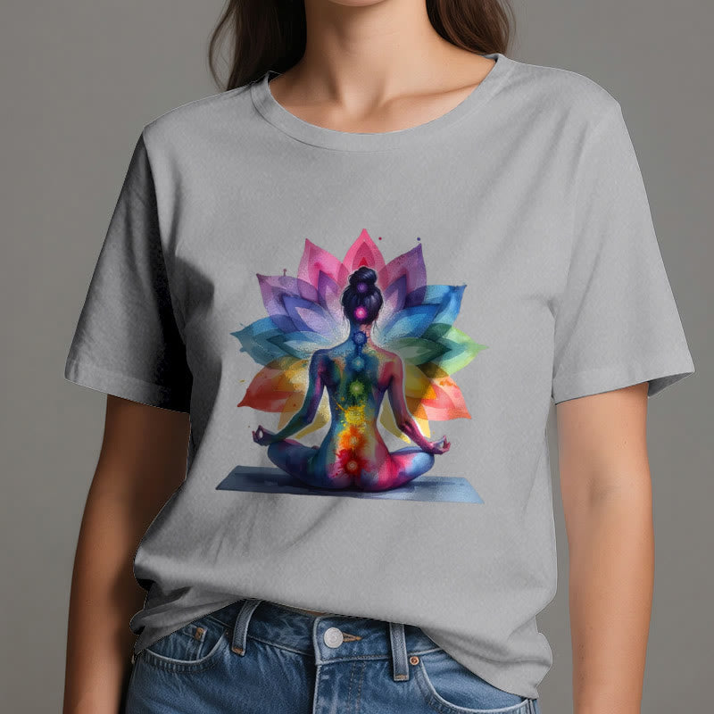 Olivenorma 7 Chakra Meditation Lotus T-Shirt - image 8