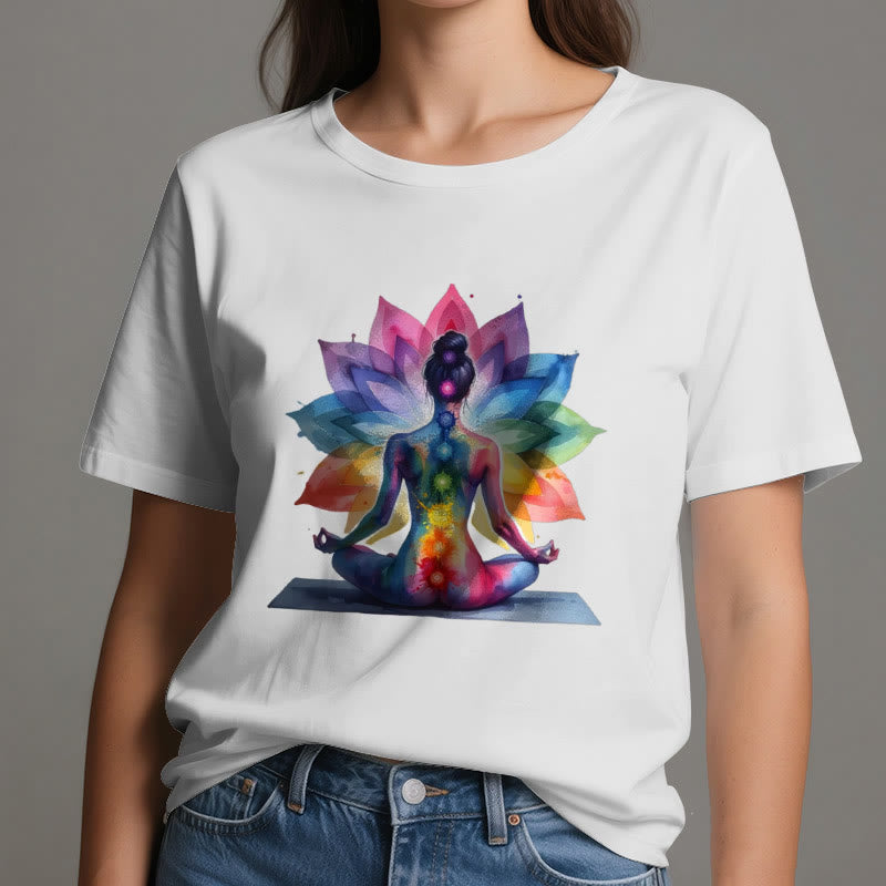 Olivenorma 7 Chakra Meditation Lotus T-Shirt - image 1