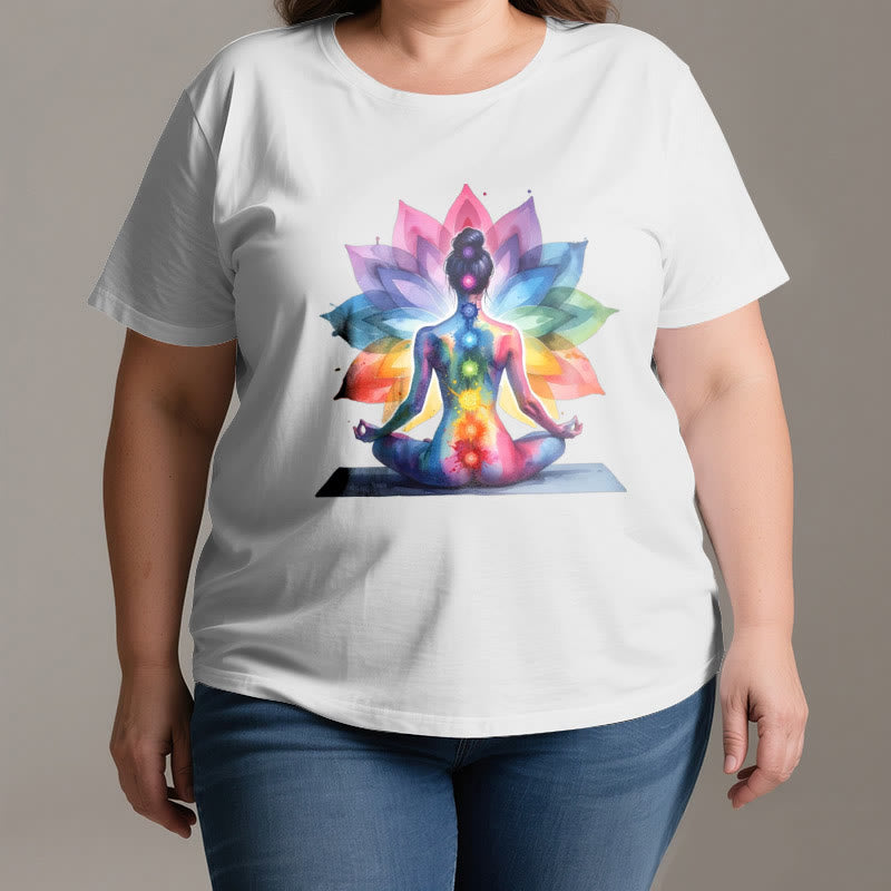 Olivenorma 7 Chakra Meditation Lotus T-Shirt - image 2