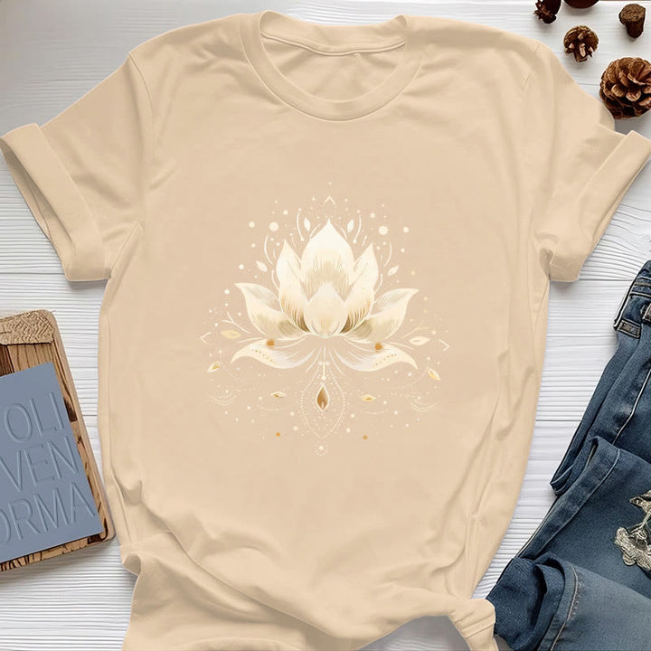 Olivenorma Blossoming Lotus Pure Cotton T-Shirt - Yellow - 2XL - image 9