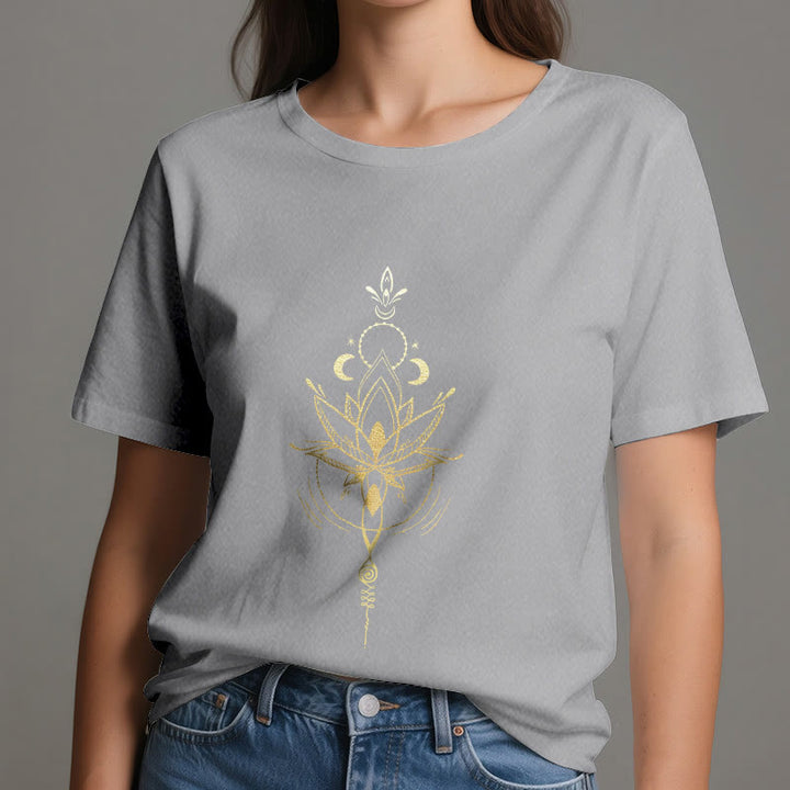 Olivenorma Moon Phase Lotus Protection Cotton T-Shirt - image 10