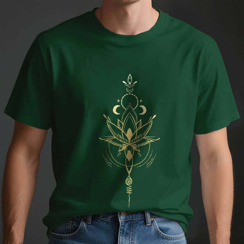 Olivenorma Moon Phase Lotus Protection Cotton T-Shirt - image 3