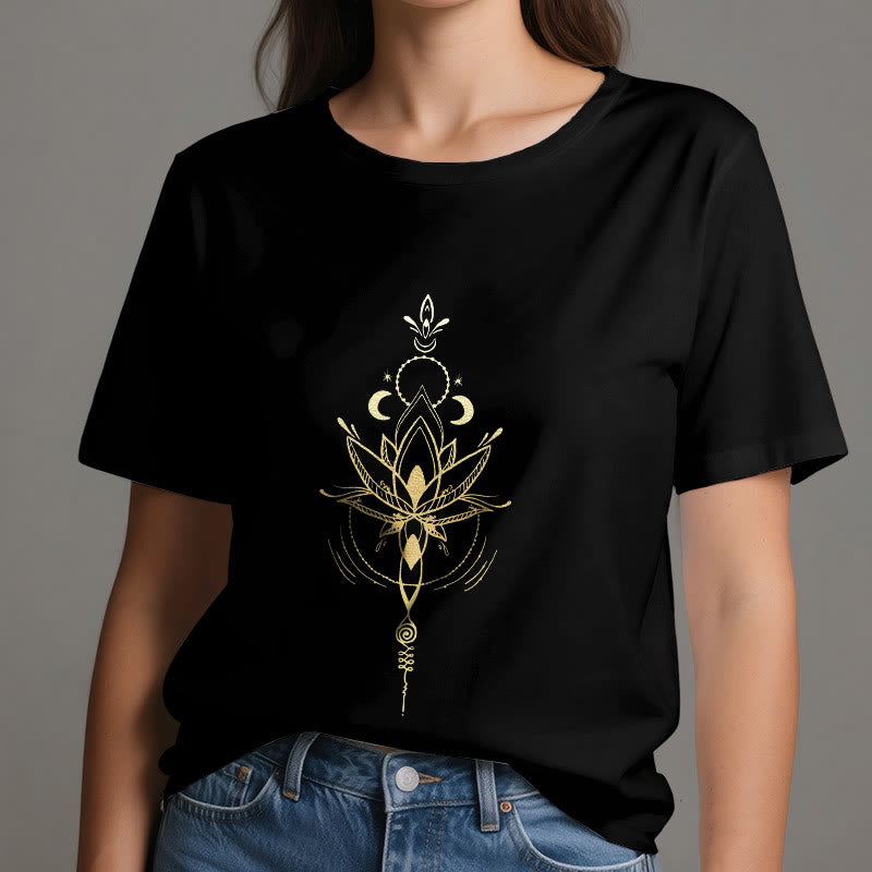 Olivenorma Moon Phase Lotus Protection Cotton T-Shirt - image 8